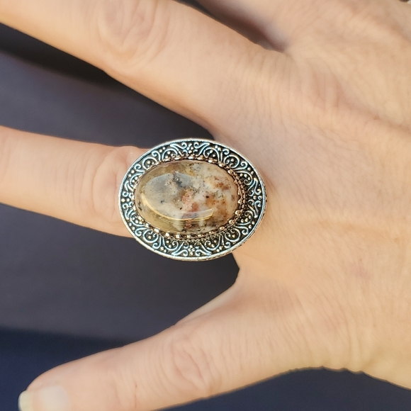 New Dendritic Opal 925 Silver Statement Ring. - Picture 7 of 16